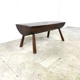 Table basse brutaliste en bois massif, années 1960