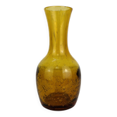 Vase verre bullé ambré vintage