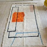 Béni Ouarain rug, geometric terracotta, pink and blue pattern