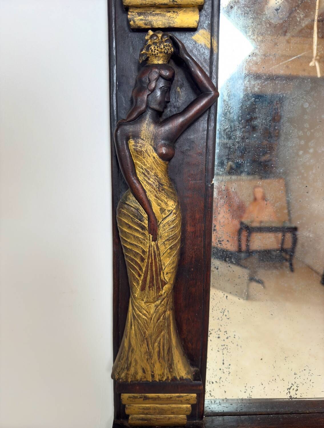 Art Deco style mirror in carved wood