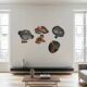 Set of brutalist wall sculptures signed B + D, circa 1965–1975.