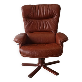 Scandinavian Leather Lounge Chair.