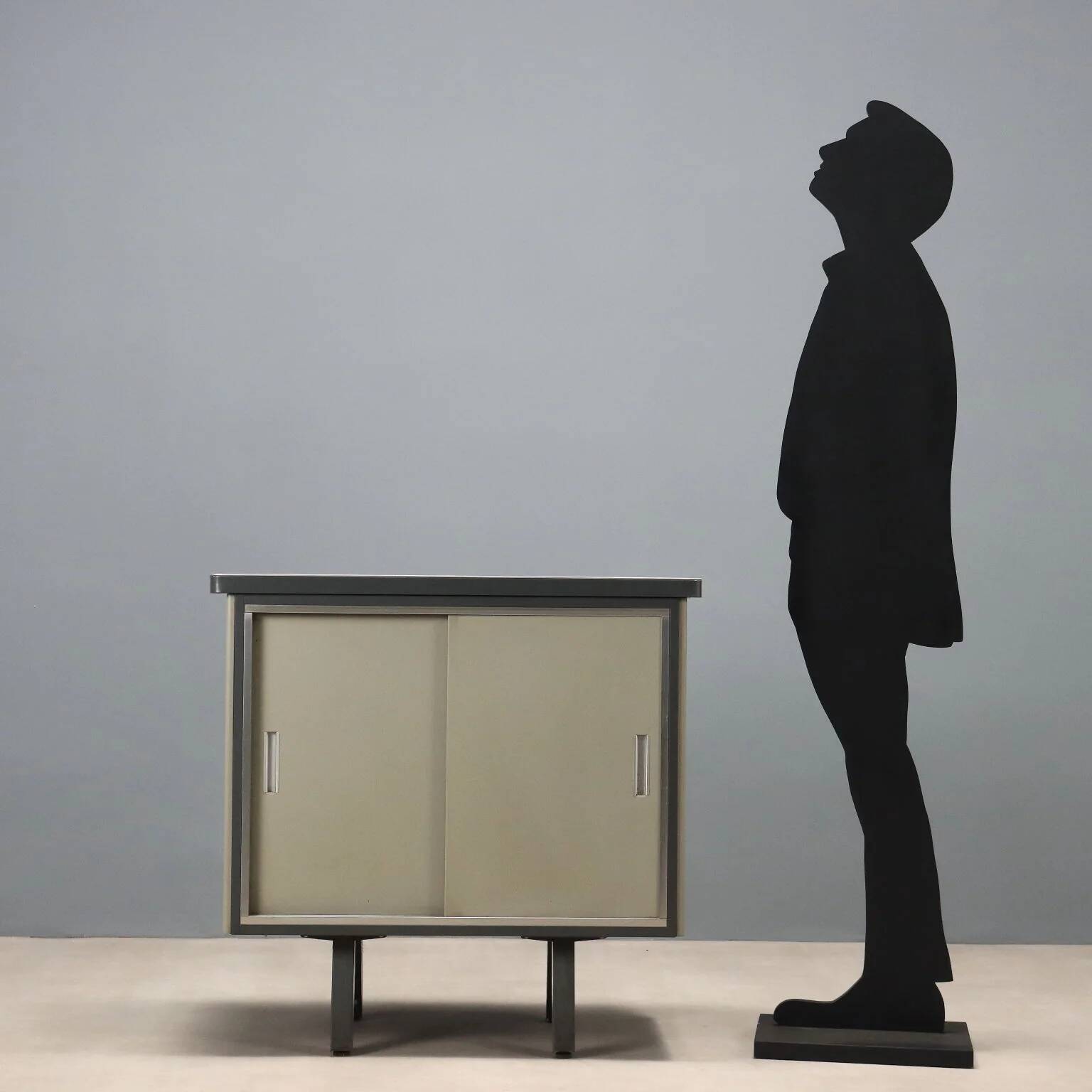 Vintage lacquered metal storage furniture, design, Italy, 1960s