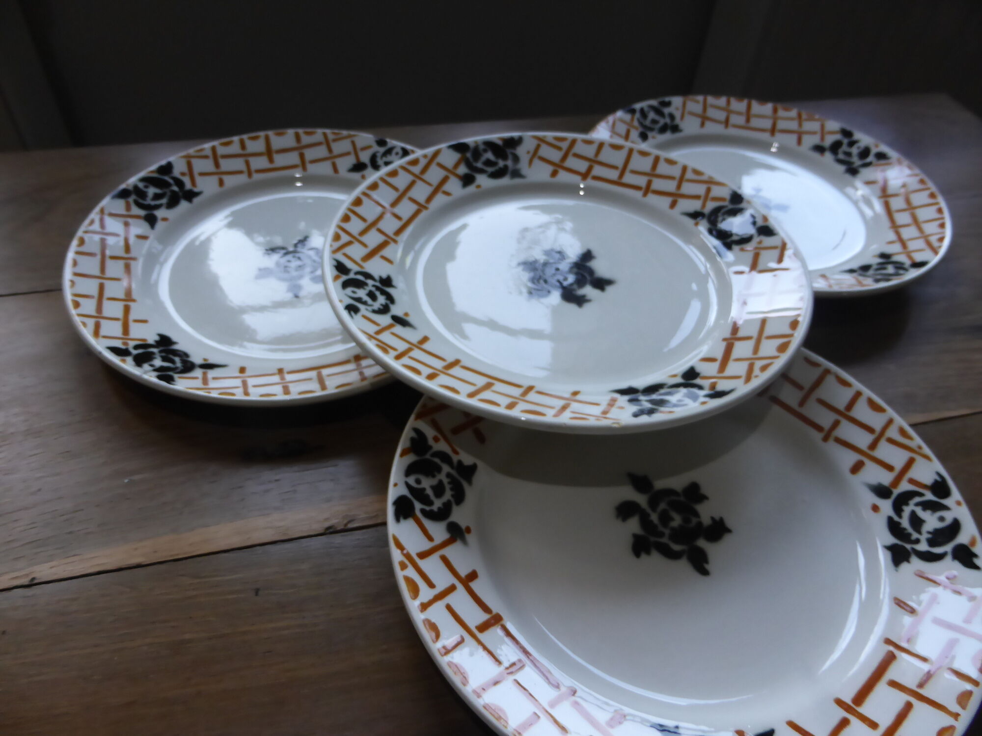 4 flat plates of Badonviller porcelain model Roscoff 2008105