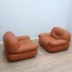 Sapporo cognac leather armchairs by Mobil GIRGI 1970s