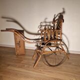 Drag chair curved wood and wicker XIXth