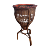 Cache pot in rattan and vintage scoubidou