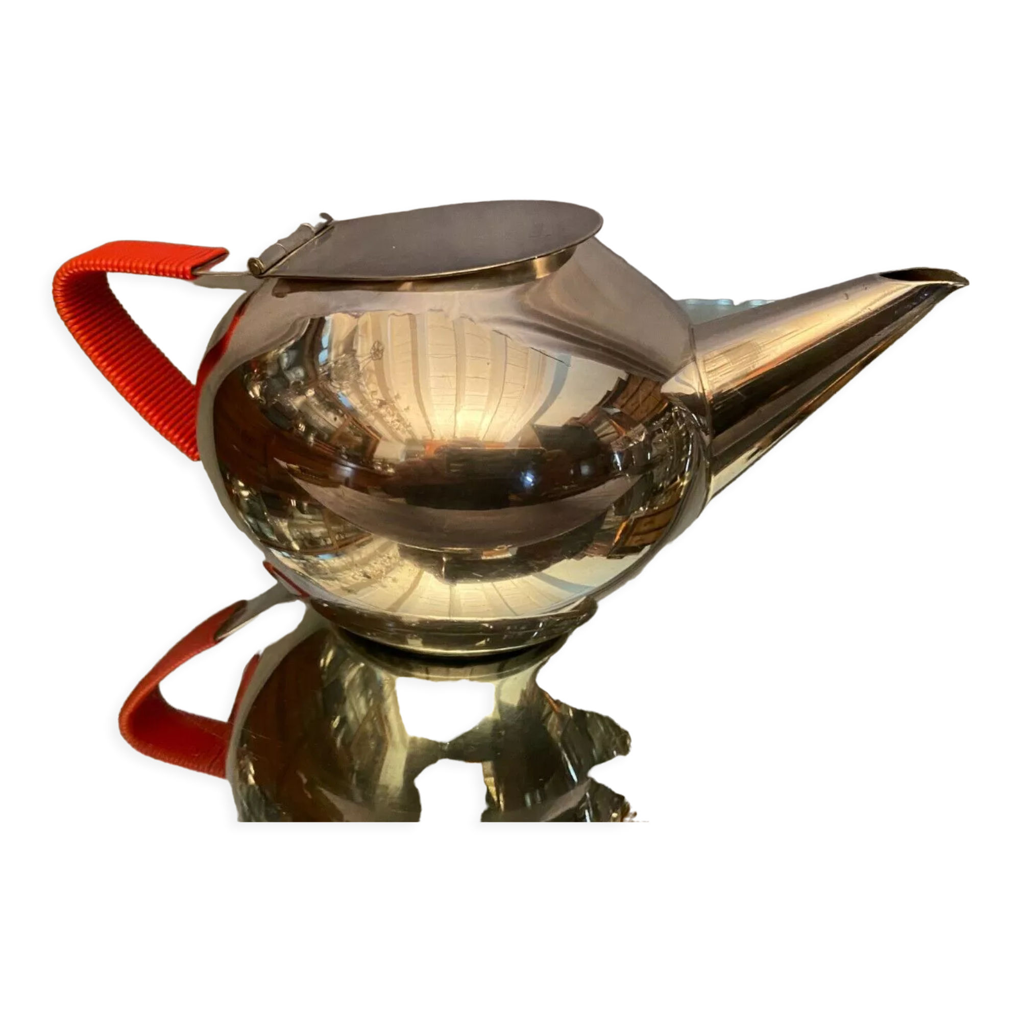 Silver metal teapot WMF vintage design 1960