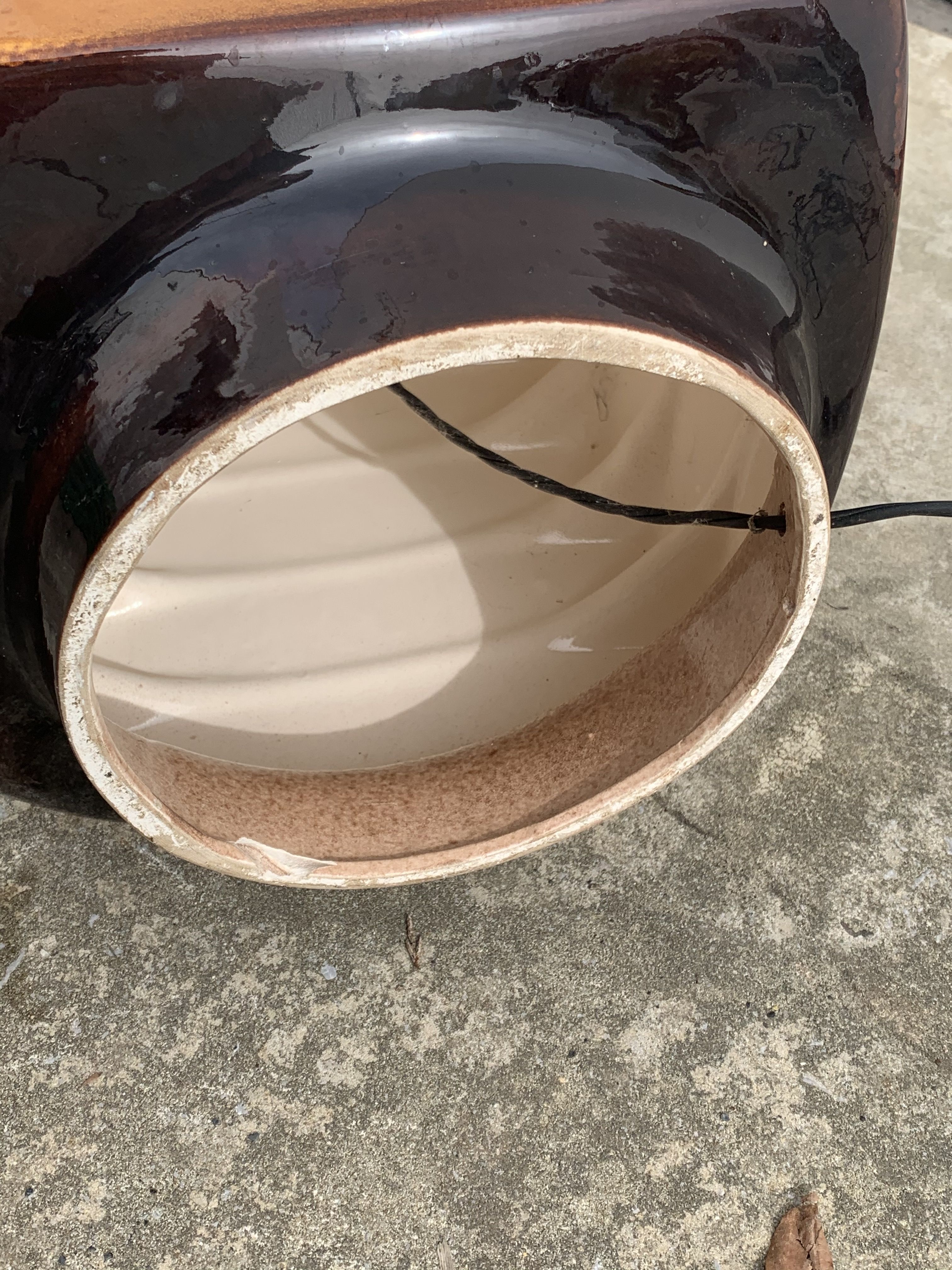 Cari Zalloni yellow brown ceramic lamp foot 1970