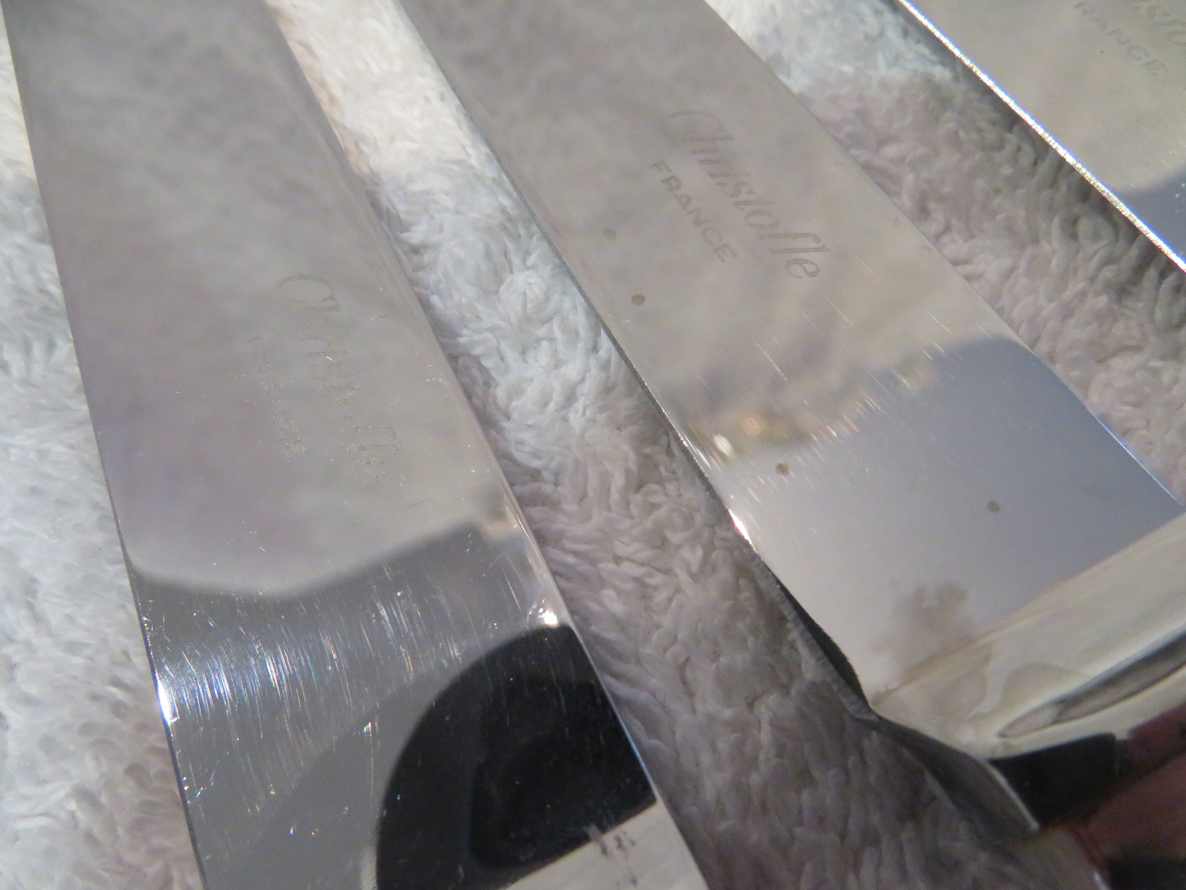 12 silver plated table knives, Christofle Atlantide model