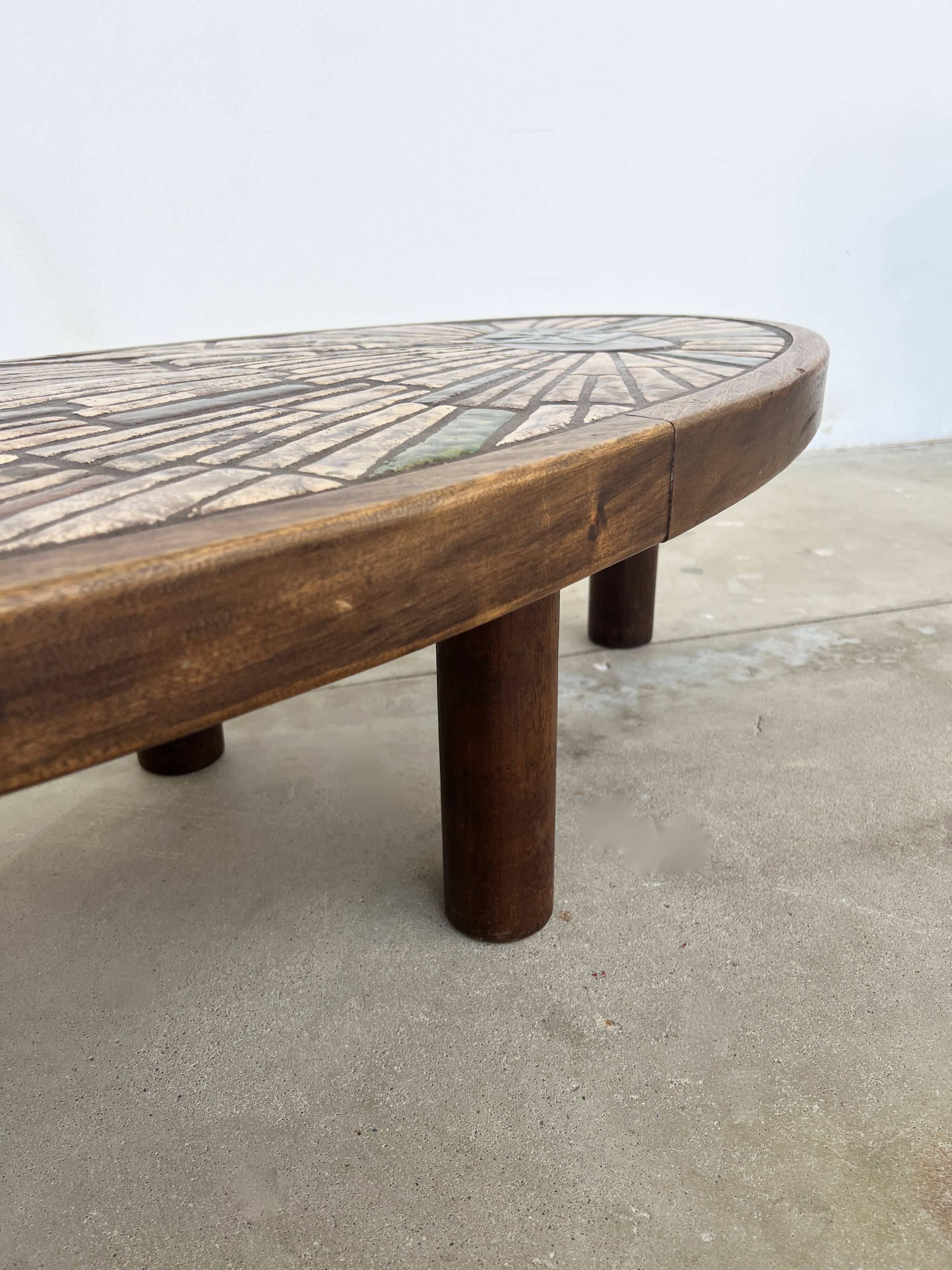 Vallauris oval ceramic coffee table