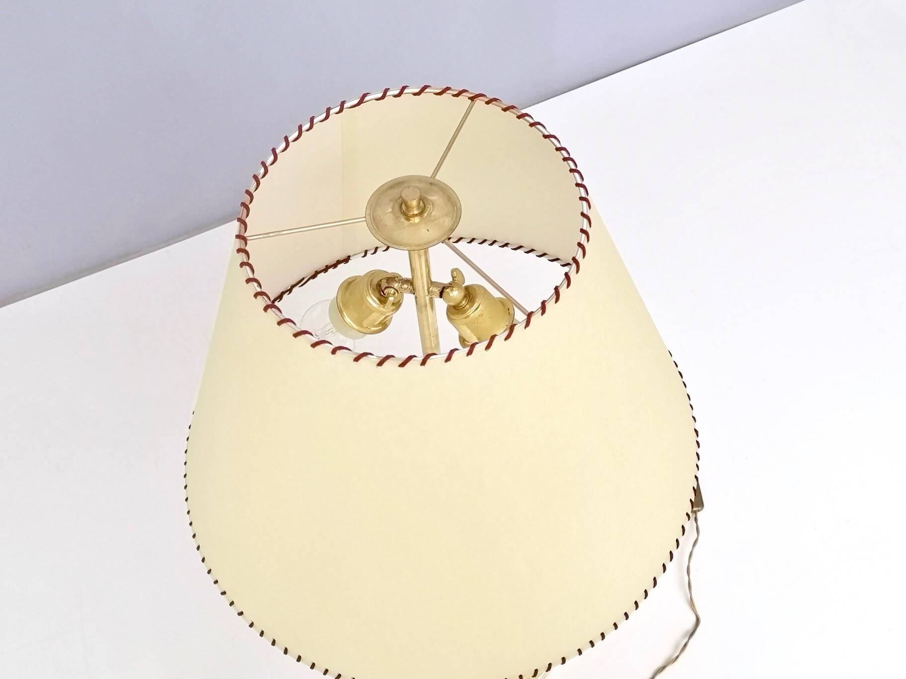 Burgundy Plexiglass and Brass Table Lamps by F. Loffredo, Italy 1980s