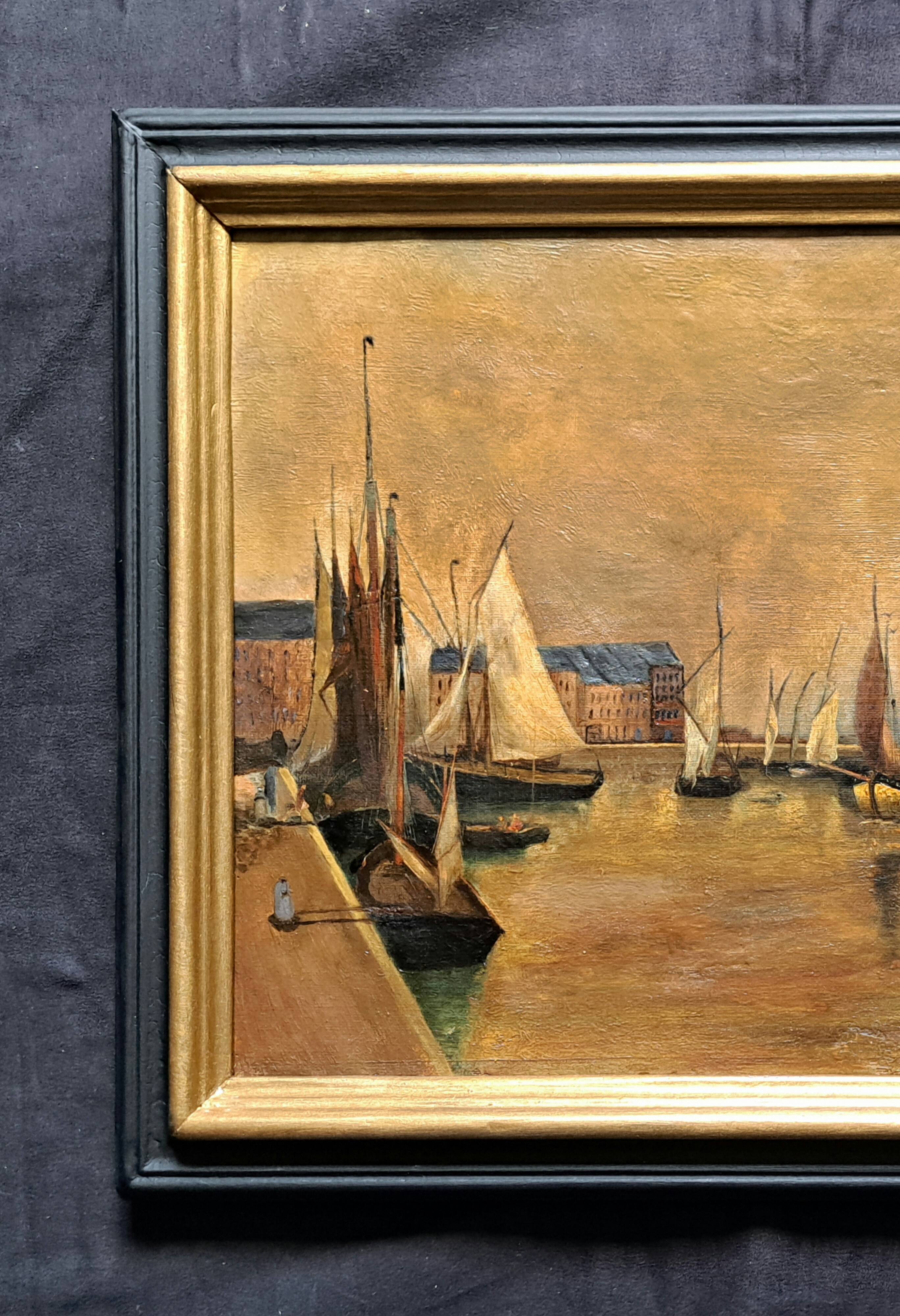 Impressionist painting signed, Oil on canvas, Marine French school 1888