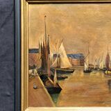 Impressionist painting signed, Oil on canvas, Marine French school 1888
