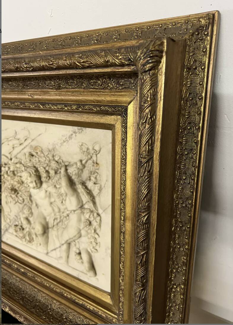 Marble high relief by François Duquesnoy "Putti, garlands and flowers" Paris