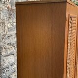 Rattan wardrobe and its compass-legged chest of drawers, 1960