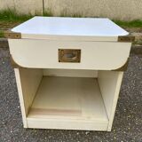 Table de chevet scandinave blanche style bateau en bois