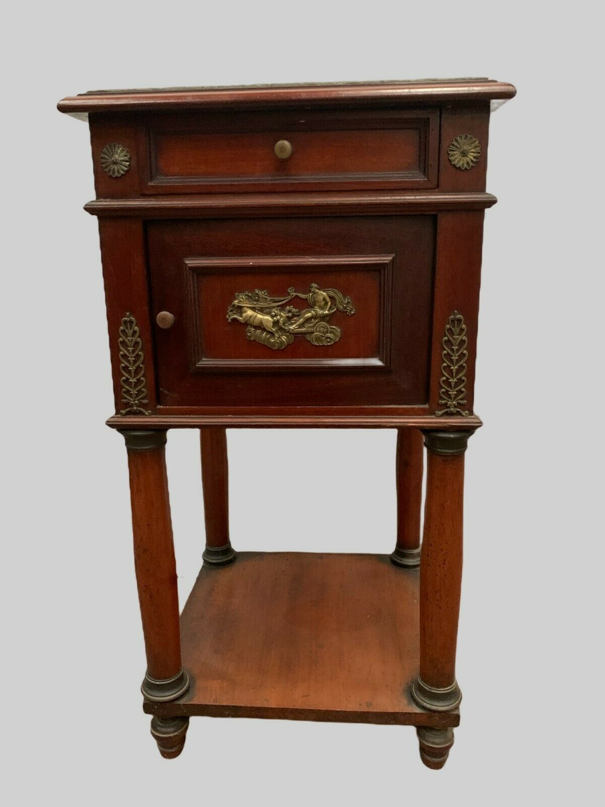 Empire style mahogany bedside table