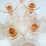 8 Rosaline Luminarc Arcoroc stemmed glasses - vintage 80s