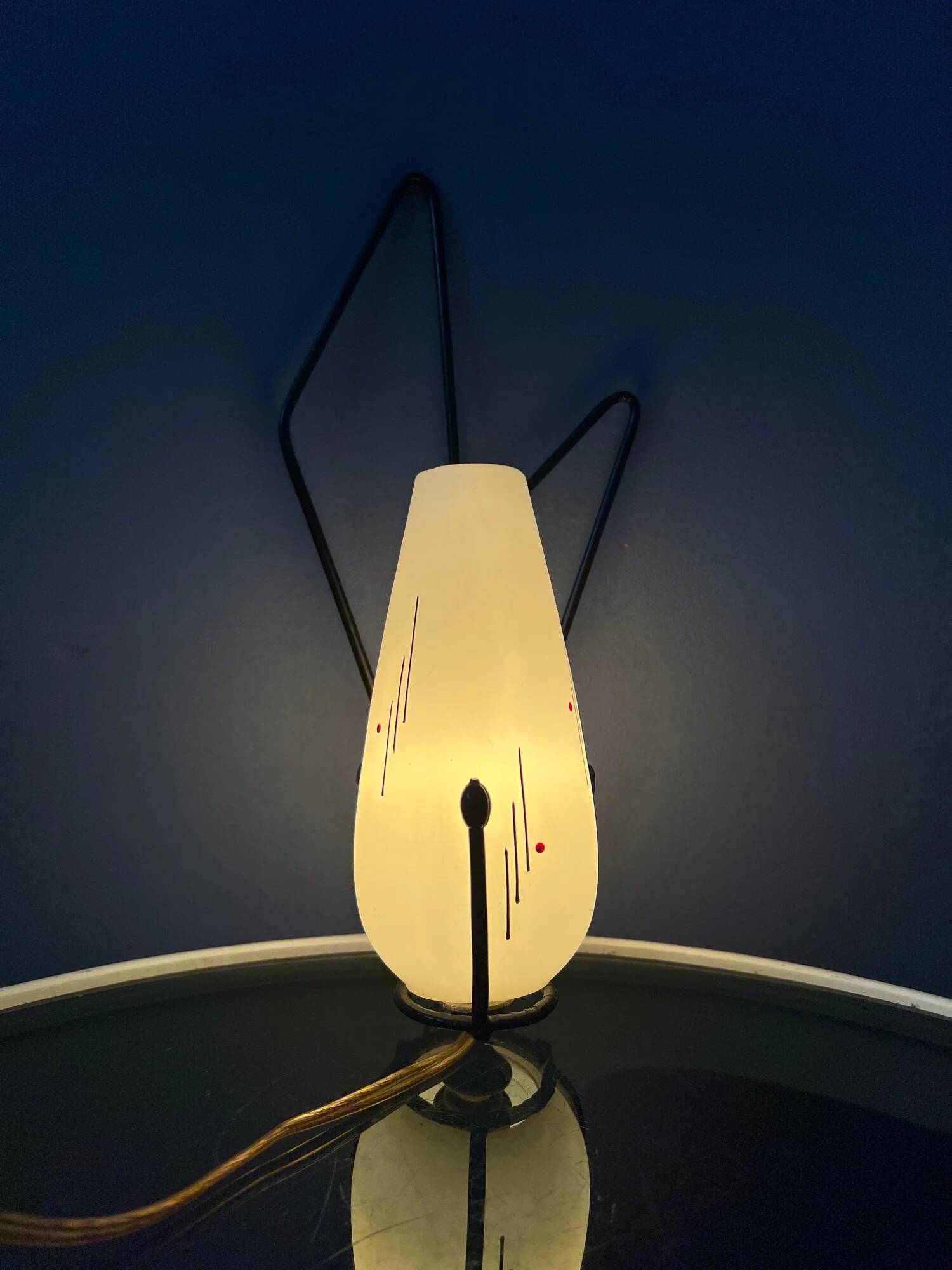 Mid-century Philips opaline glass sconce wall lamp with black frame