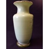 Vase balustre en opaline Louis Philippe florale XIXe