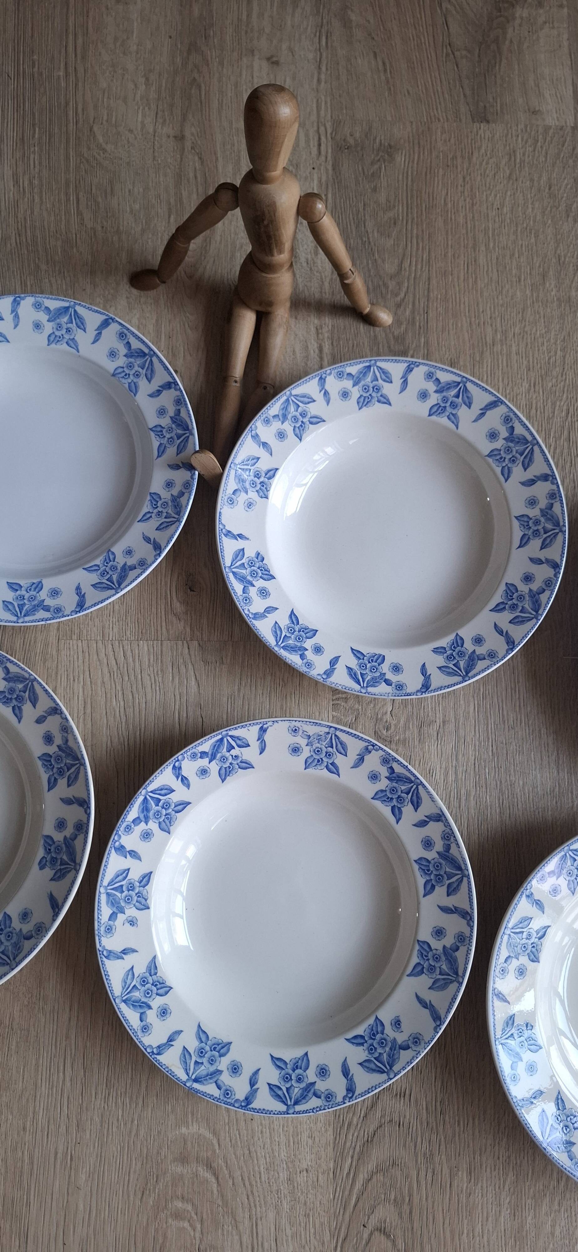Set of 6 Dux blue soup plates Boch 1960