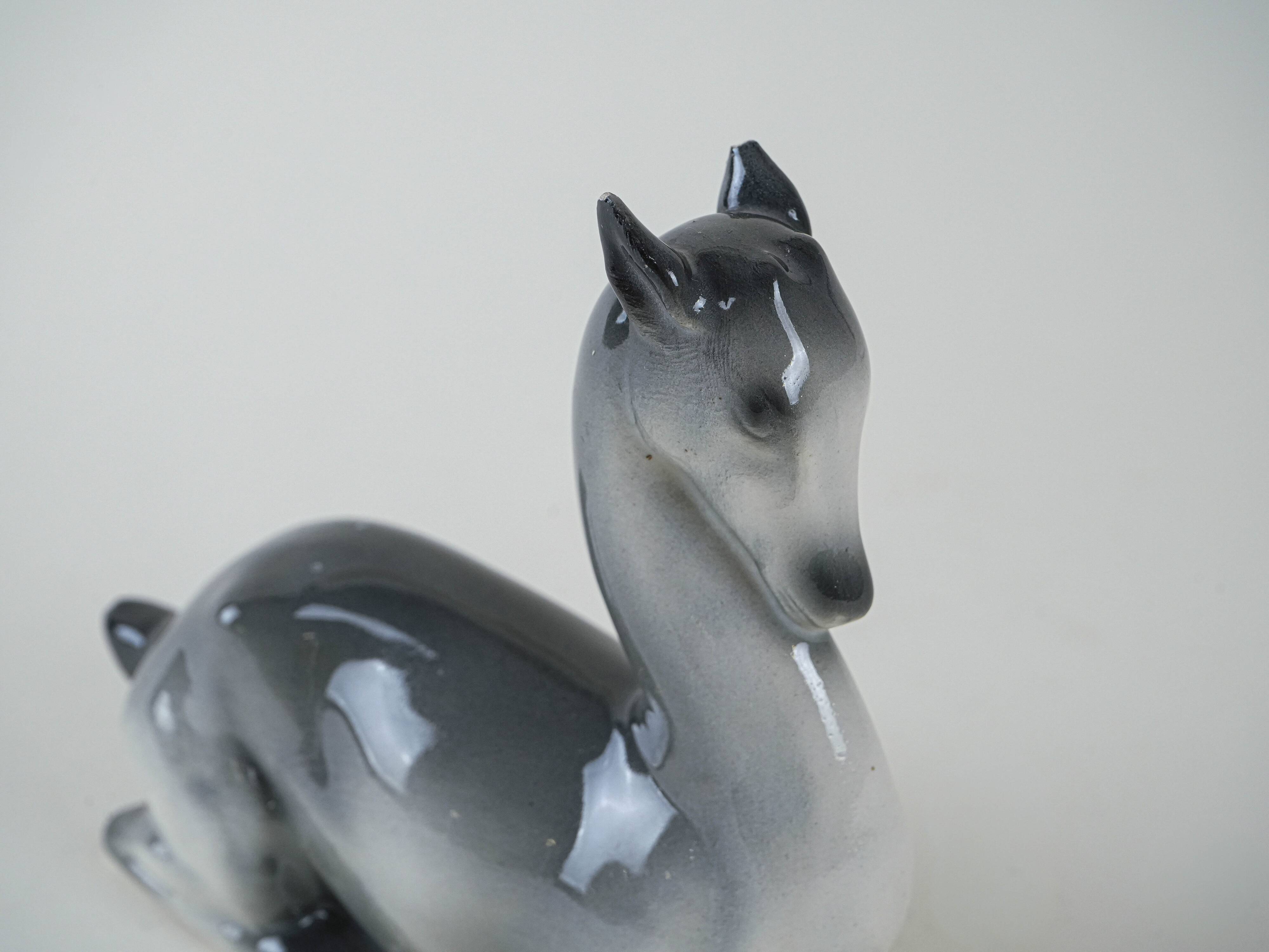 Ceramic deer figurine, Danish design, 1970s, production: Denmark