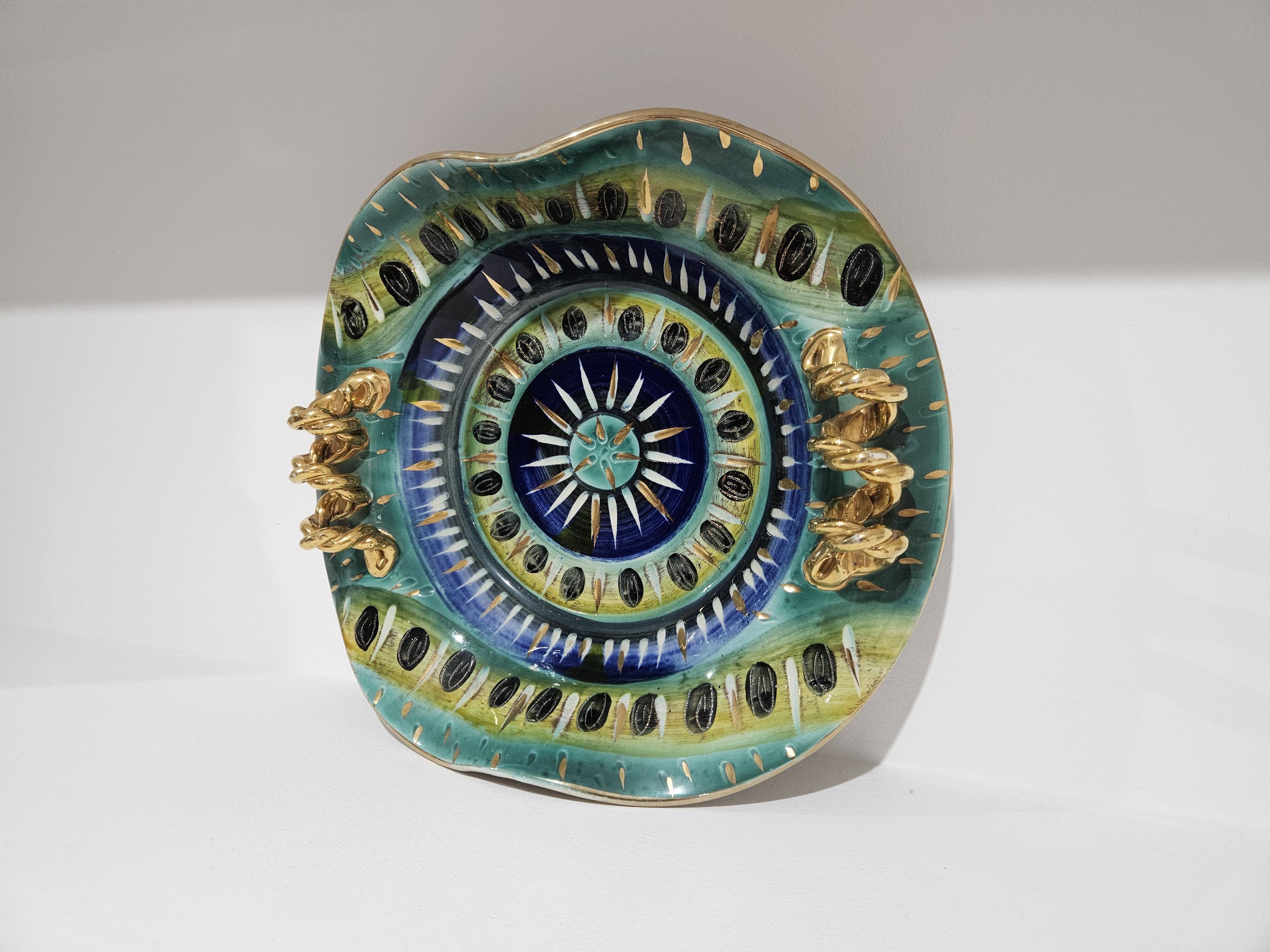 H. Bequet Quaregnon ceramic plate, Belgium 1950s.