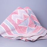 Vintage kantha "Bengal Chevron" blue and red.