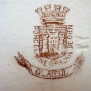 4 GIEN dessert plates, glaïeul style, sepia colour