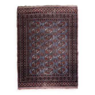Tapis vintage ouzbek Boukhara fait main en laine – 127 x 190 cm – années 1960