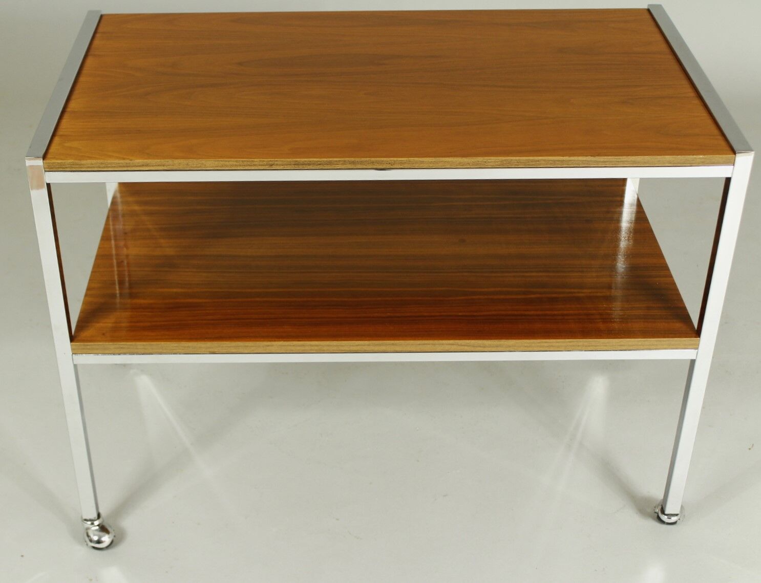 1970s Walnut and Chrome Trolley