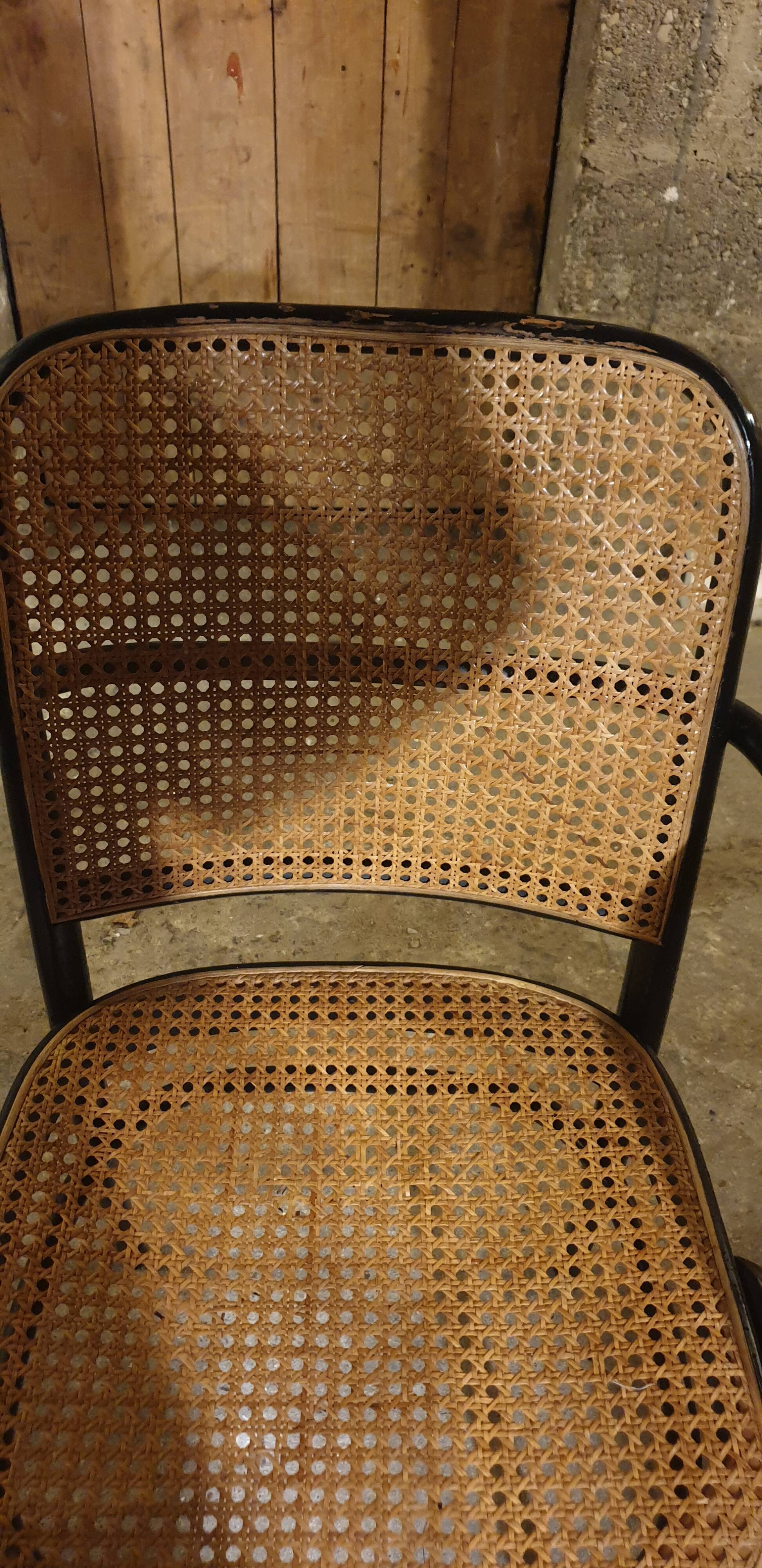 50/60 curved wooden cane armchair