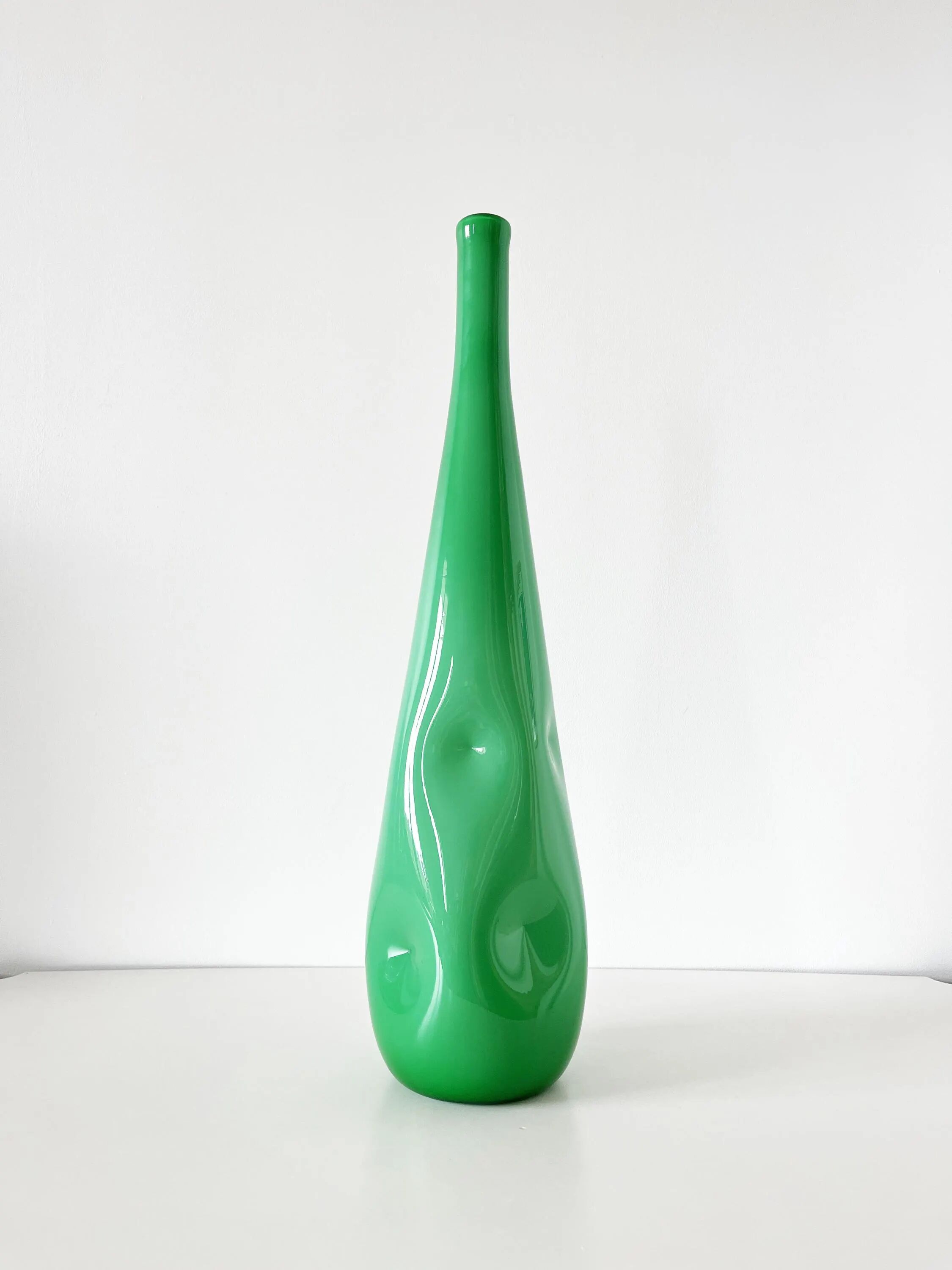 Green opaline Italian bottle 1960 EMPOLI