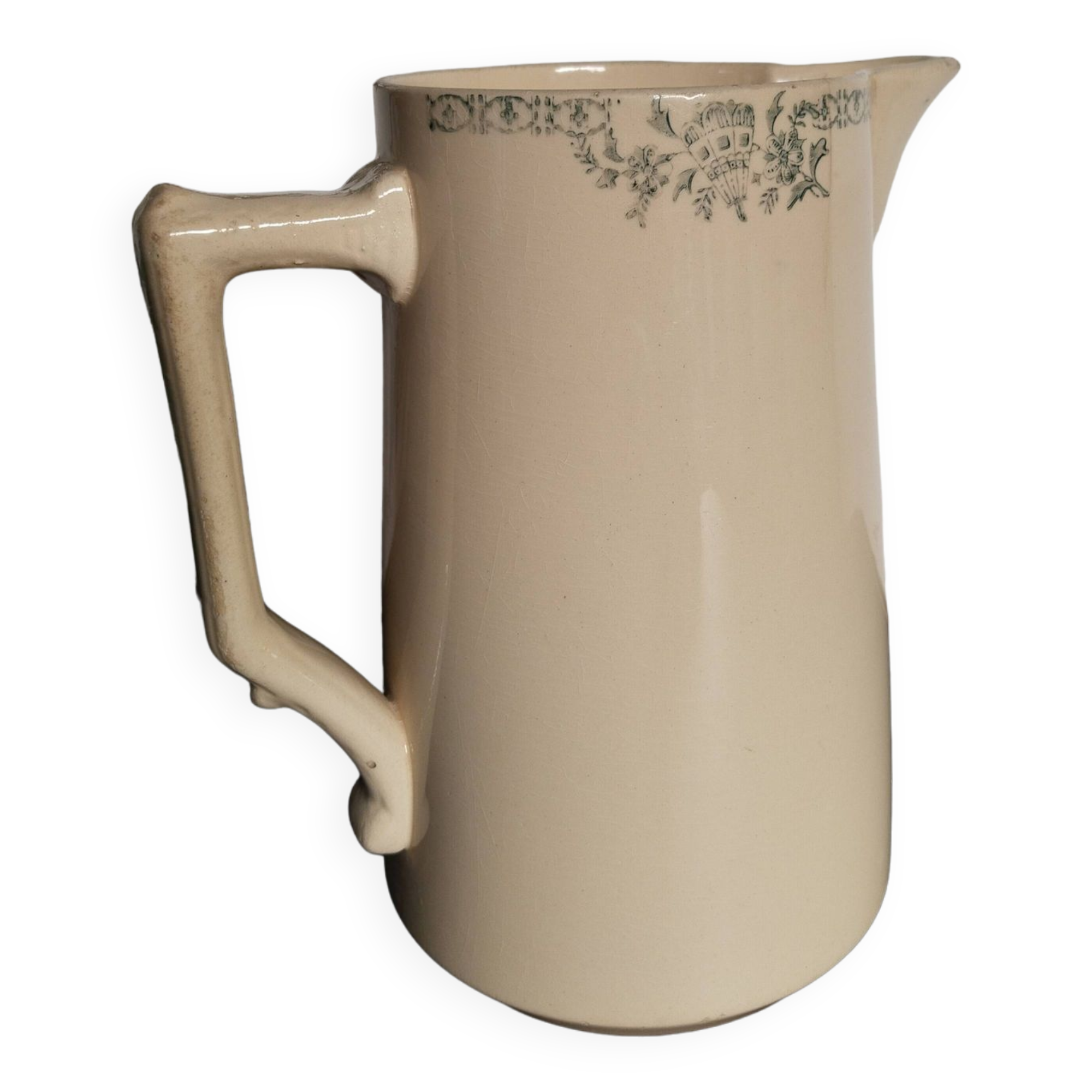 Beige earthenware pitcher, fire porcelain, 1950s