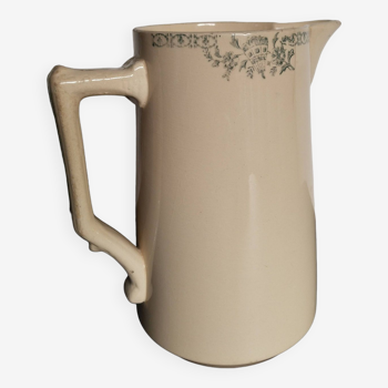 Beige earthenware pitcher, fire porcelain, 1950s