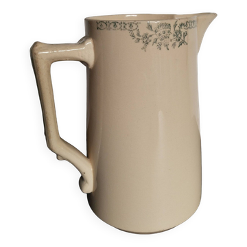 Pichet en faïence beige , porcelaine à feu , années 50