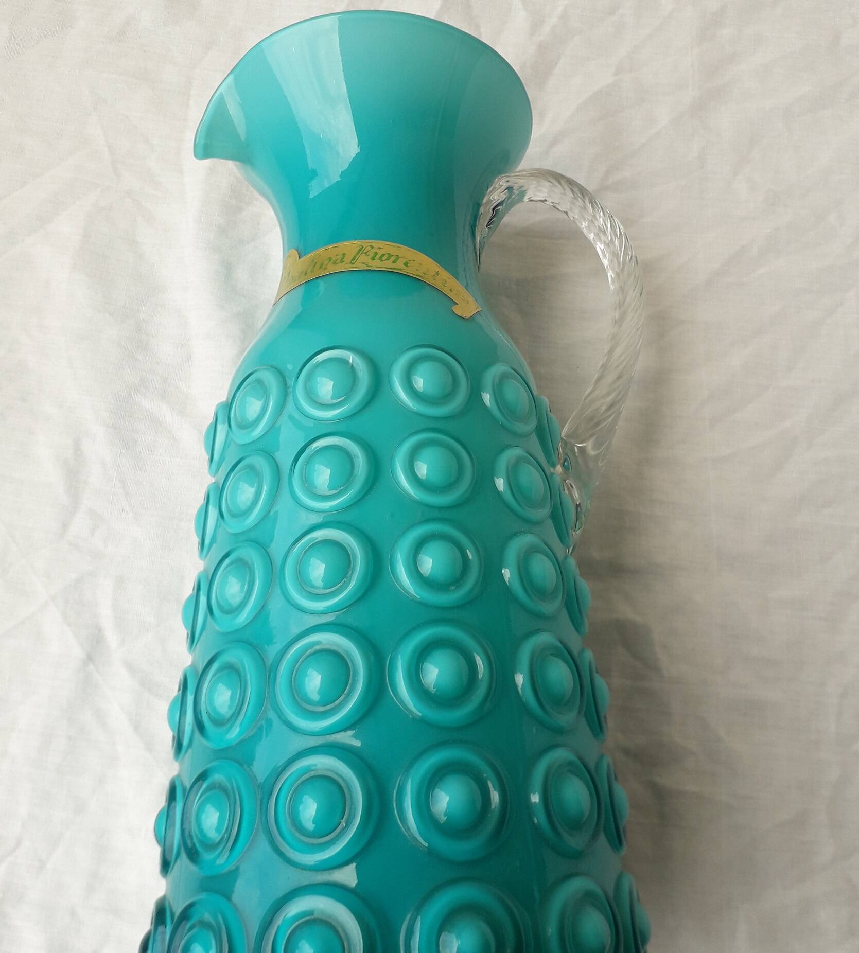 Pichet en opaline italienne turquoise