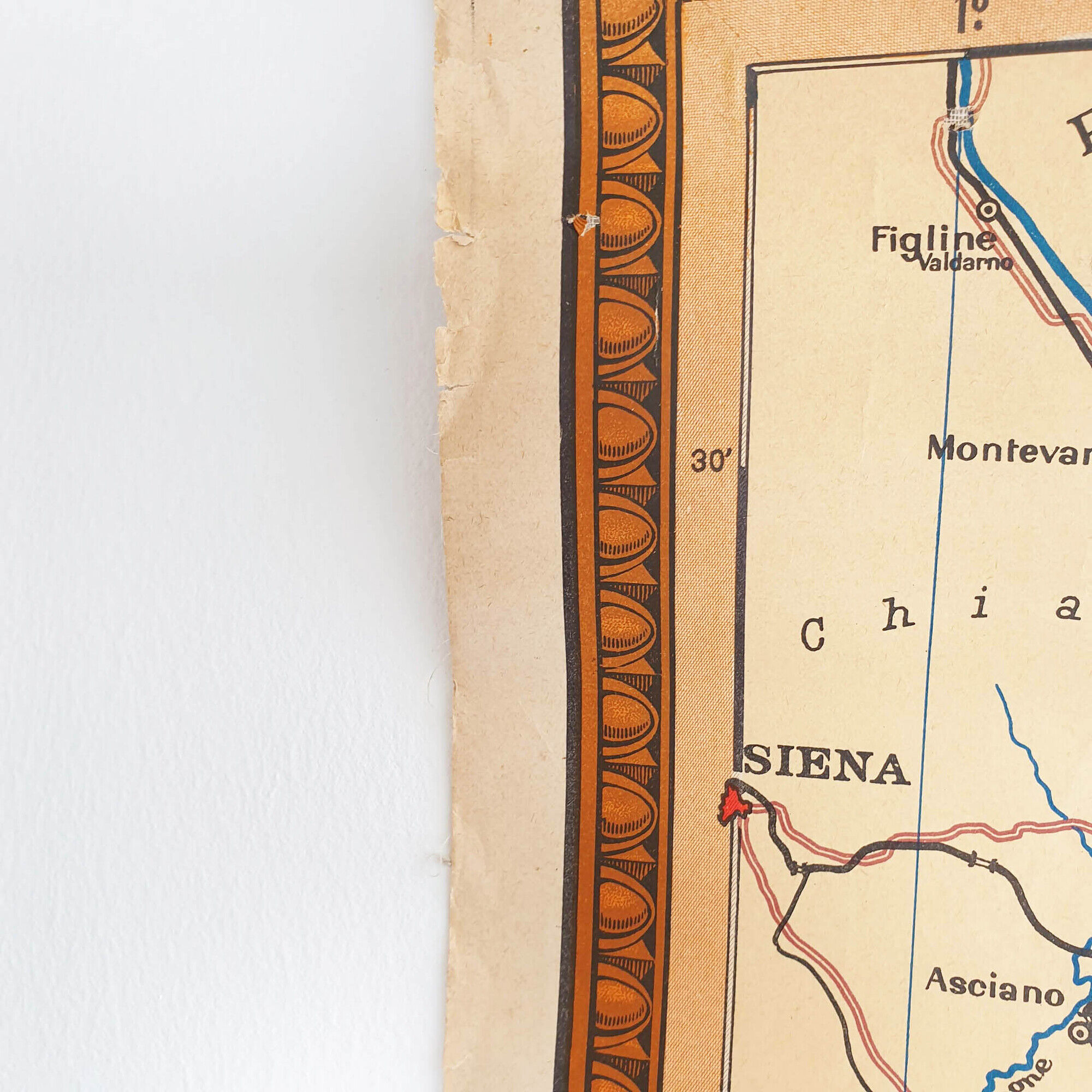 Vintage school map of Lazio and Umbria in Italy