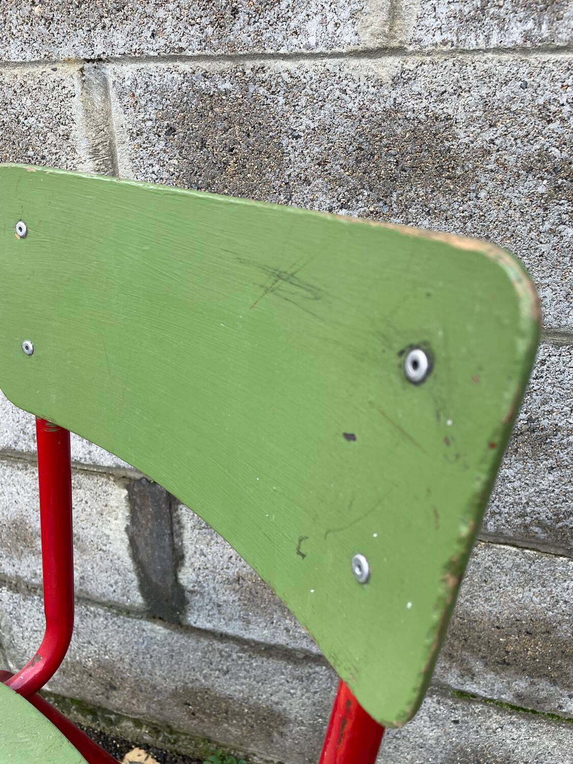 Small school desk and vintage chair