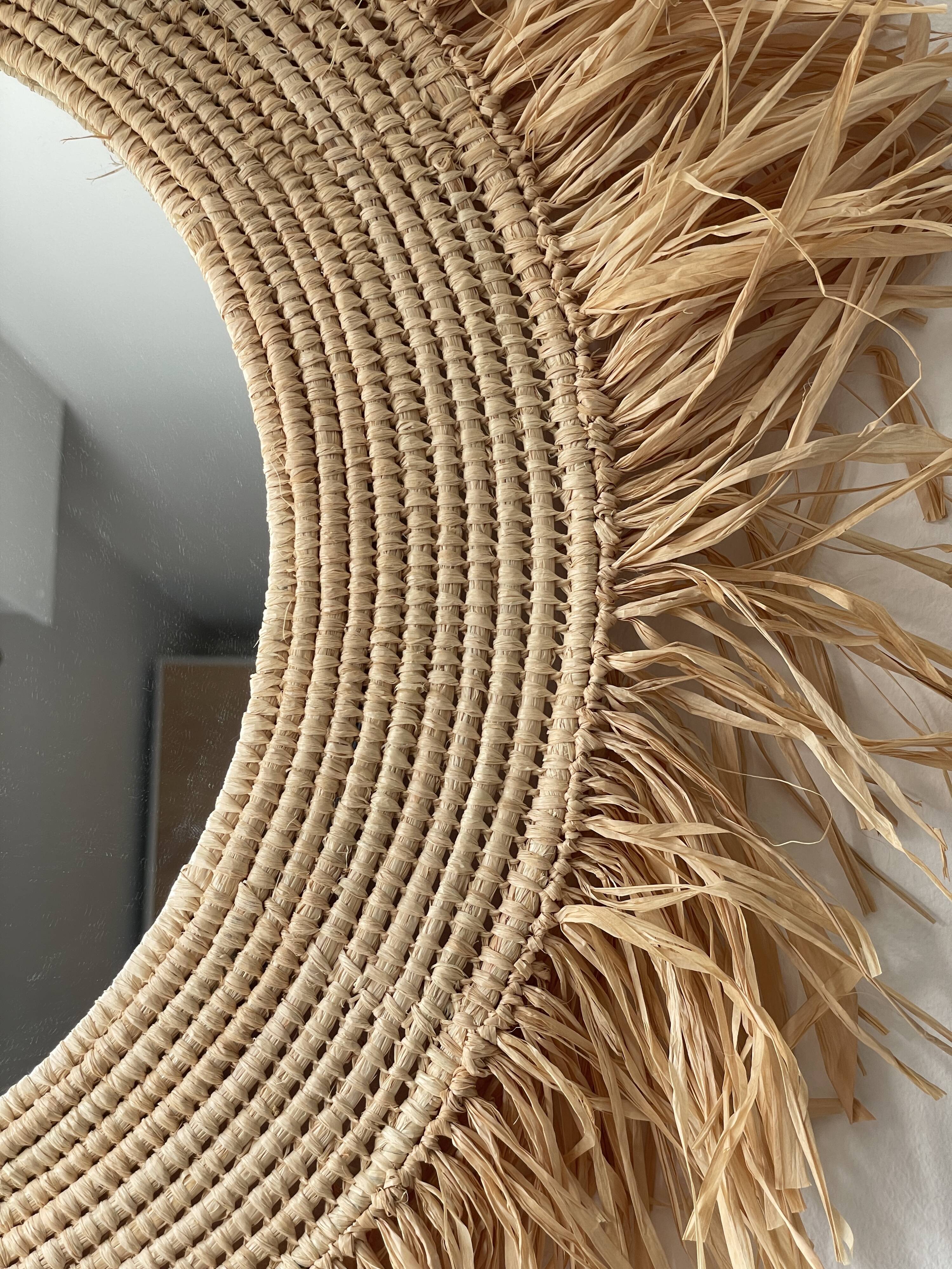 Mirror in raffia, 47 cm