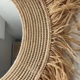 Mirror in raffia, 47 cm