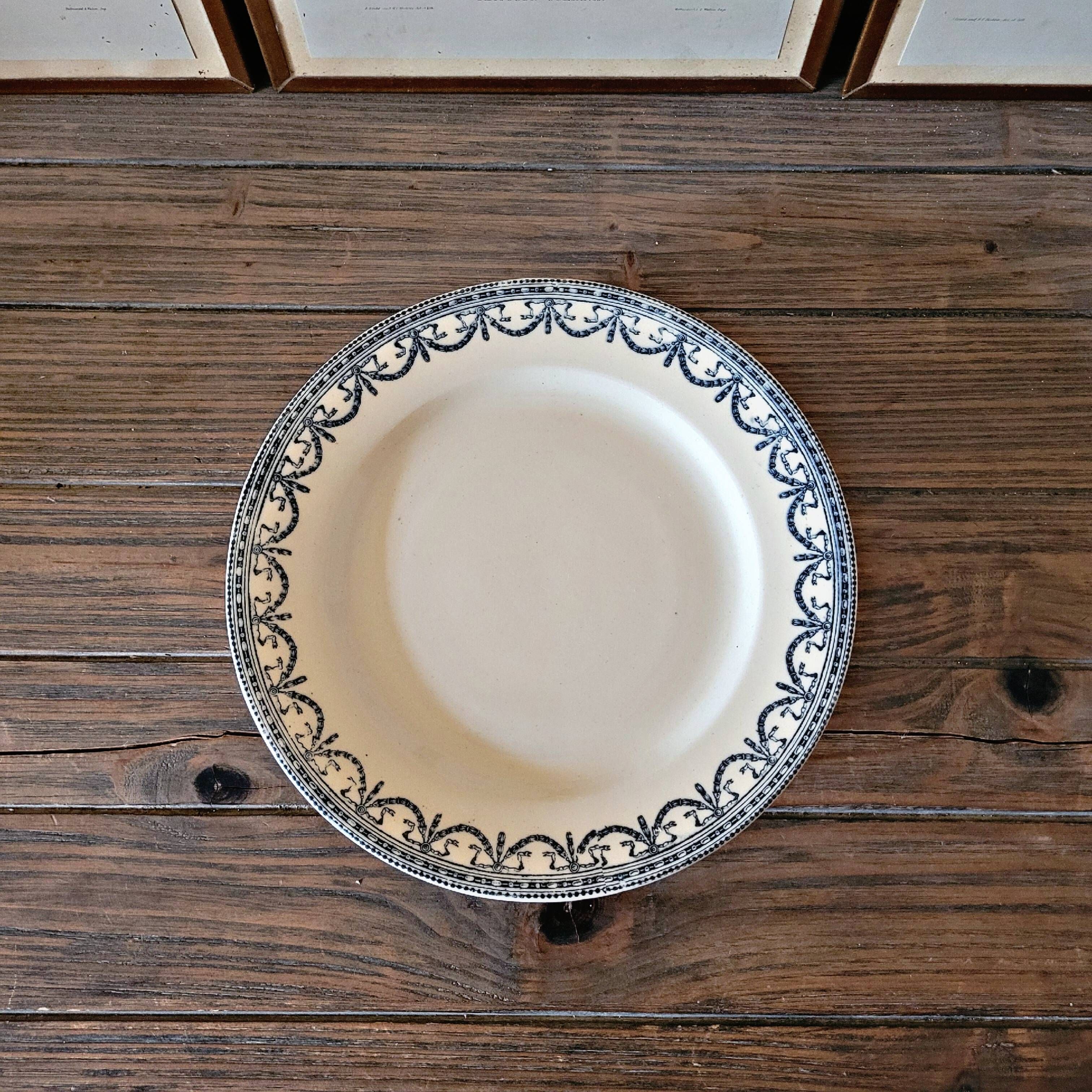 Vintage Salins iron earth compote dish with Louis XVI garlands
