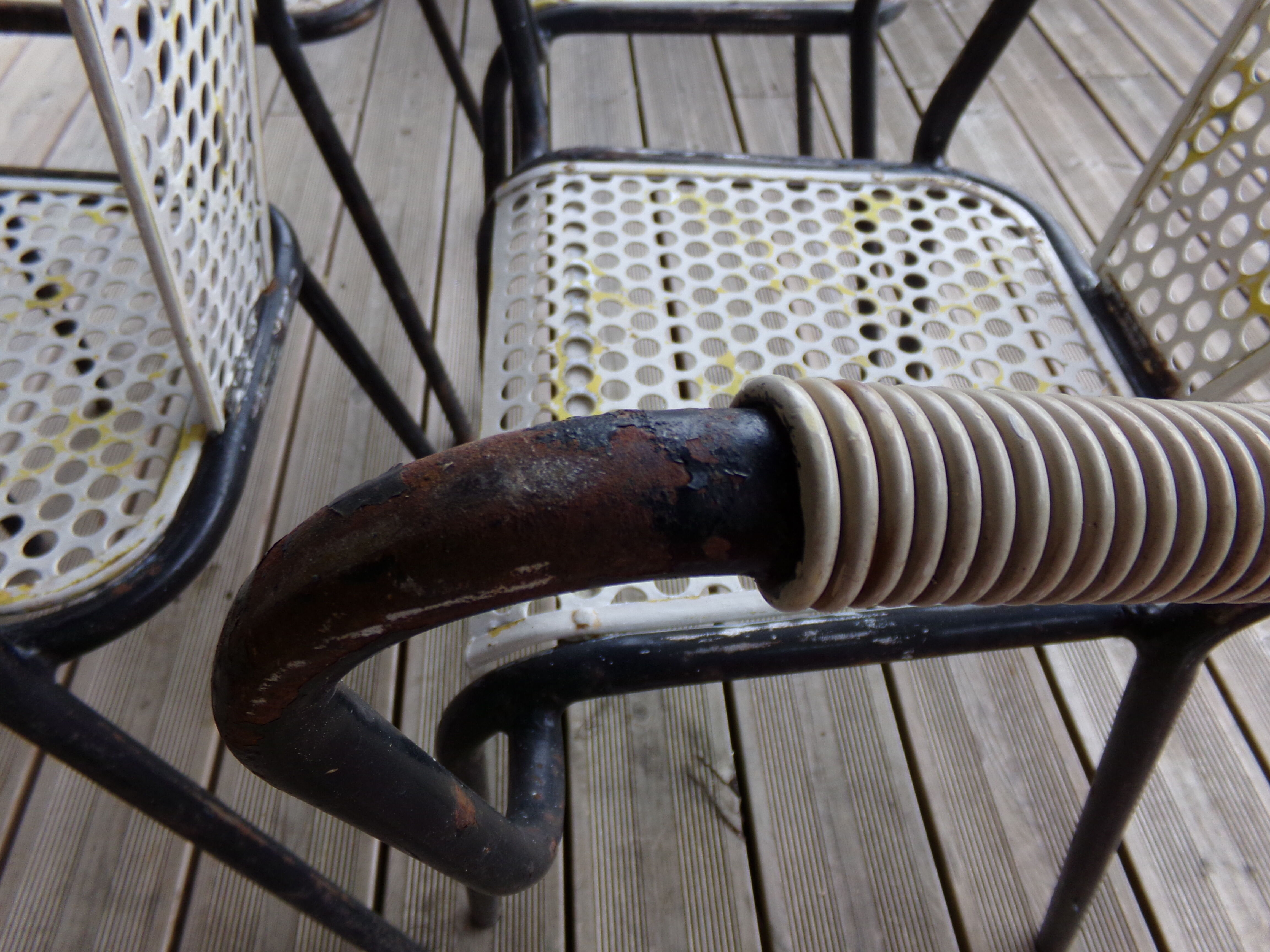 4 armchairs chairs Seducta perforated steel 50s by René Malaval