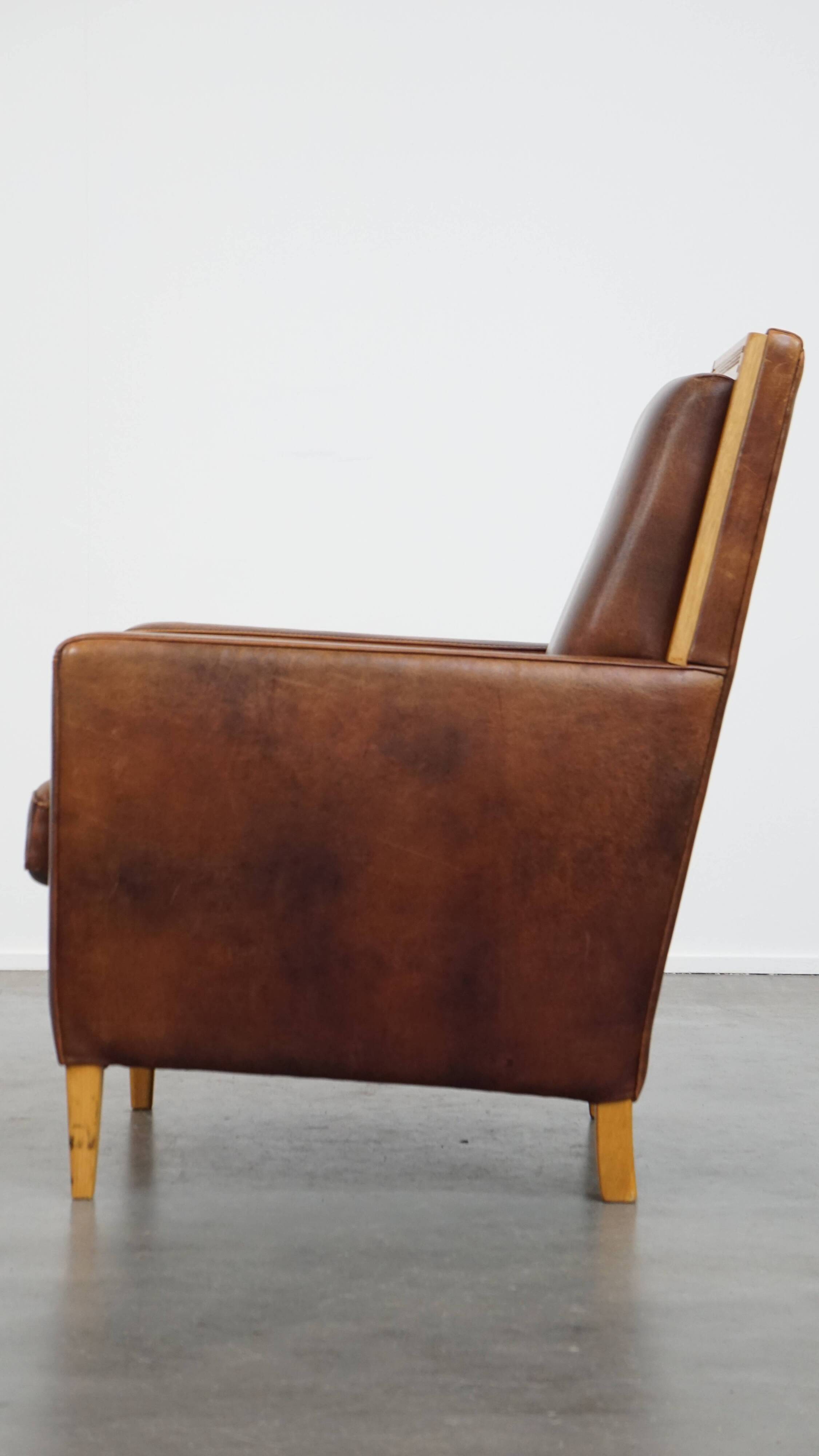 Sheepskin Leather Art Deco Design Armchair