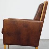 Sheepskin Leather Art Deco Design Armchair