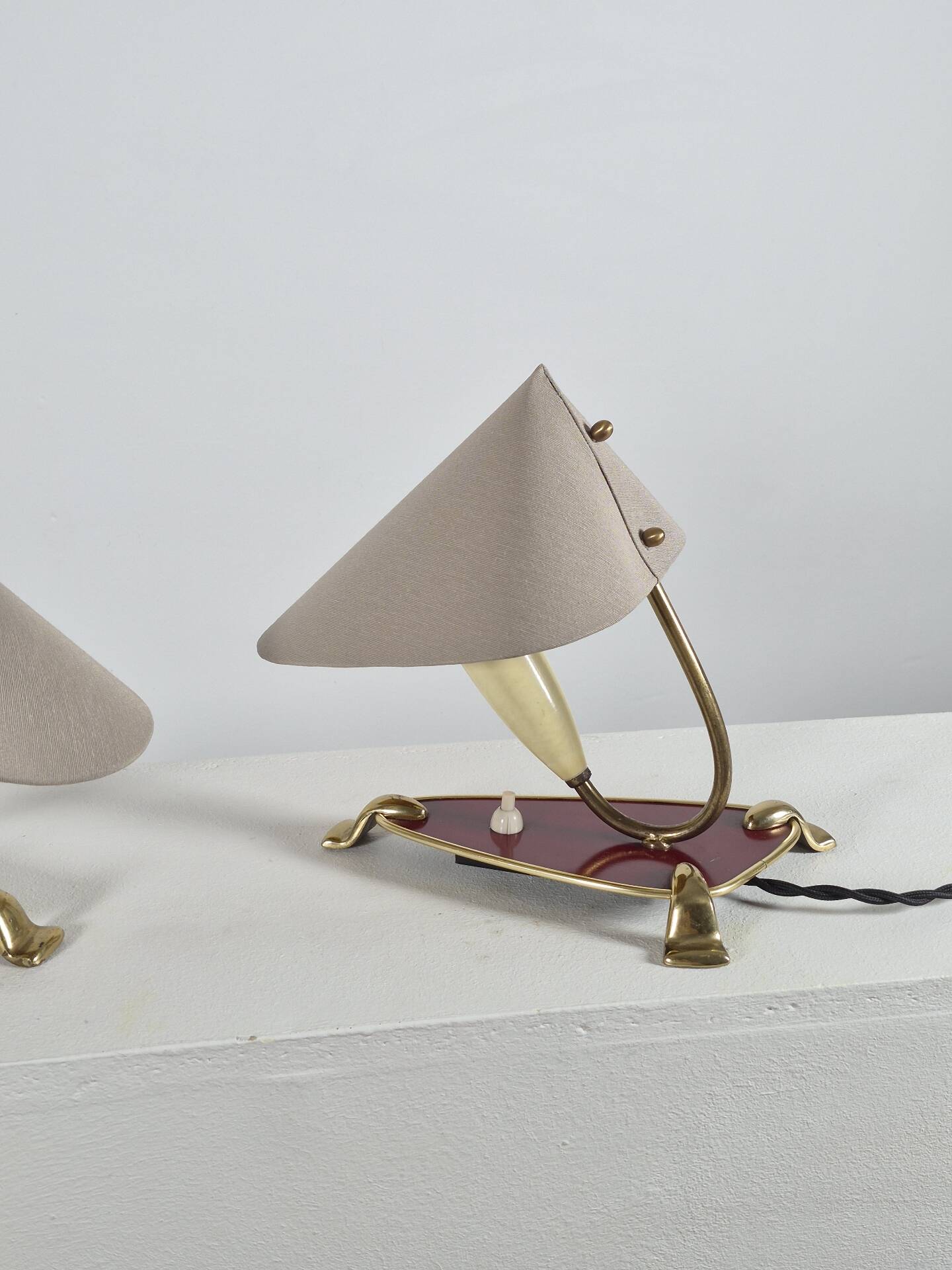 Pair of vintage brass wall or table lamps from the 1950s.
