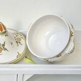 Covered candy jar signed M Malicorne, Moustiers decor