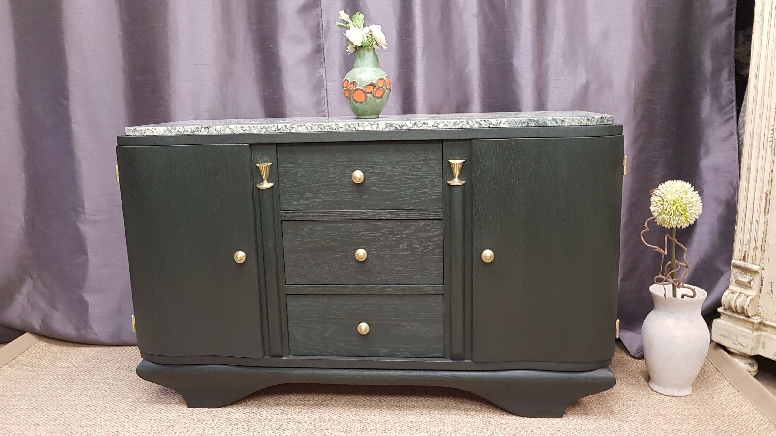Old art deco chest of drawers restyled wagon green.