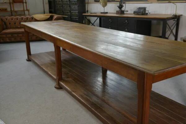 Large solid oak draper's table, 1950s
